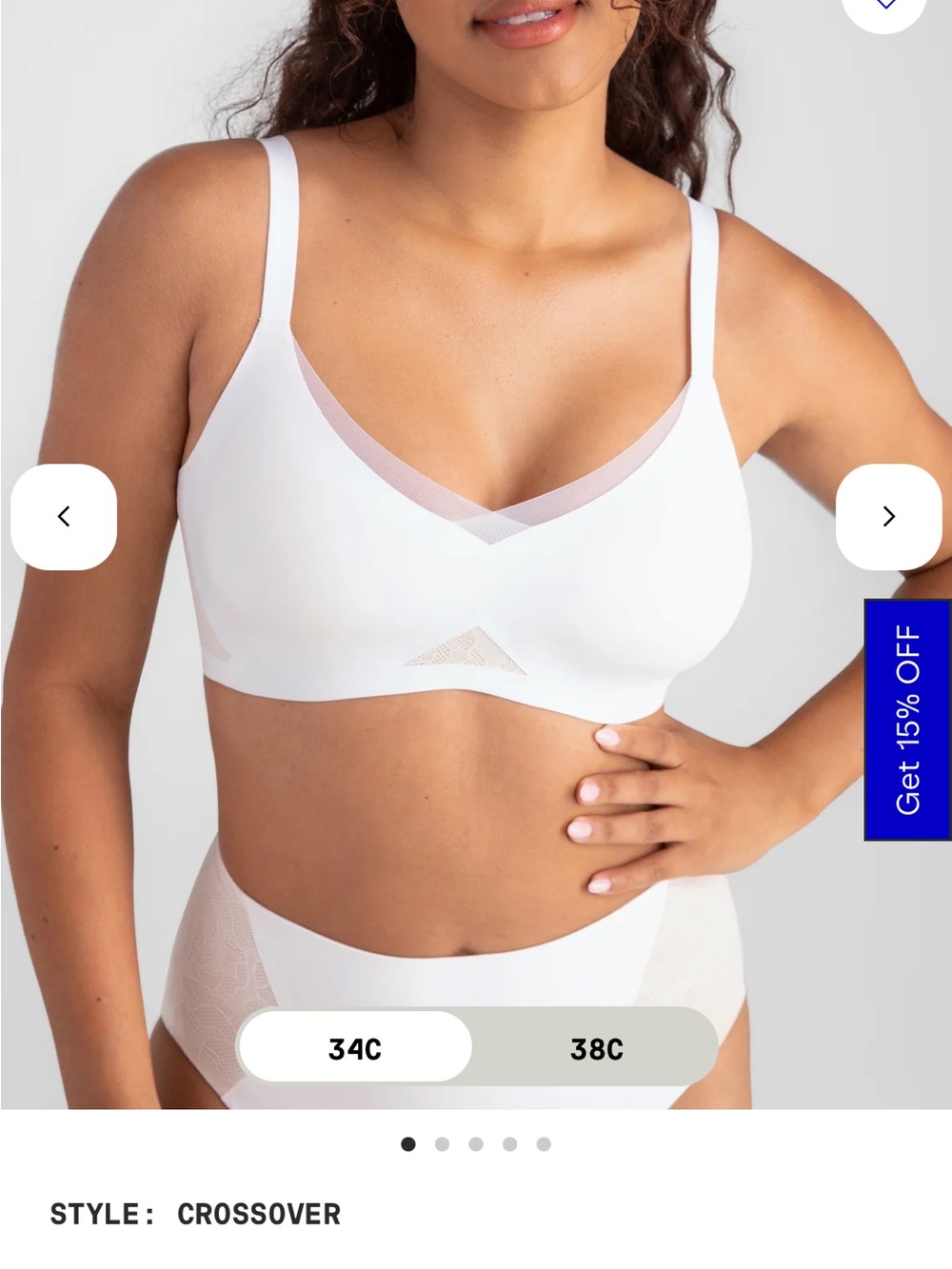 Honeylove Crossover bra size small white. NWT